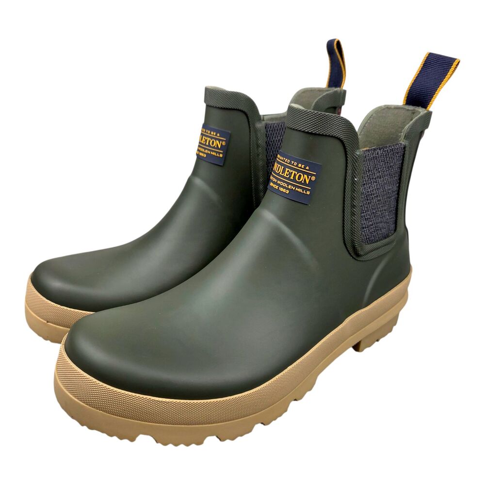 Pendleton Trapper Peak Chelsea Rain Boots Green Ankle Pull On Mens Size US 8